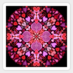 Valentines Mandala on Black Sticker